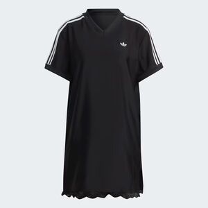 Adidas Black Dress with White Stripes Lace Trim